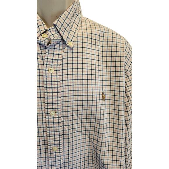 Ralph lauren classic fit thick stitch pink blue check long sleeve button up XXL - Picture 3 of 7
